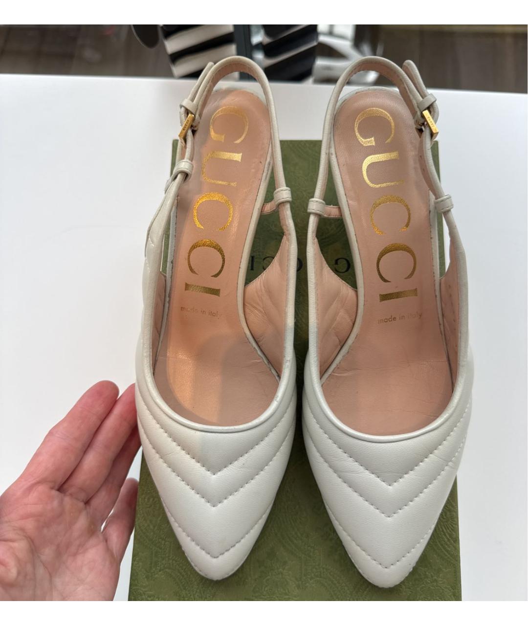 GUCCI Бежевые кожаные босоножки, фото 2