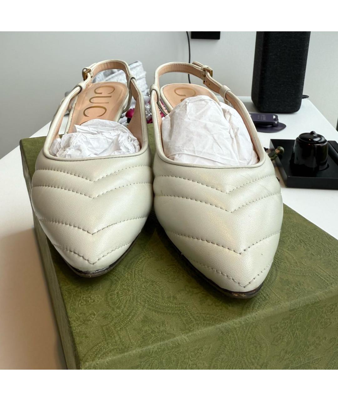 GUCCI Бежевые кожаные босоножки, фото 8