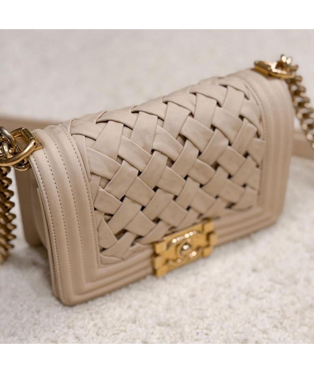 CHANEL Бежевая кожаная сумка через плечо, фото 2