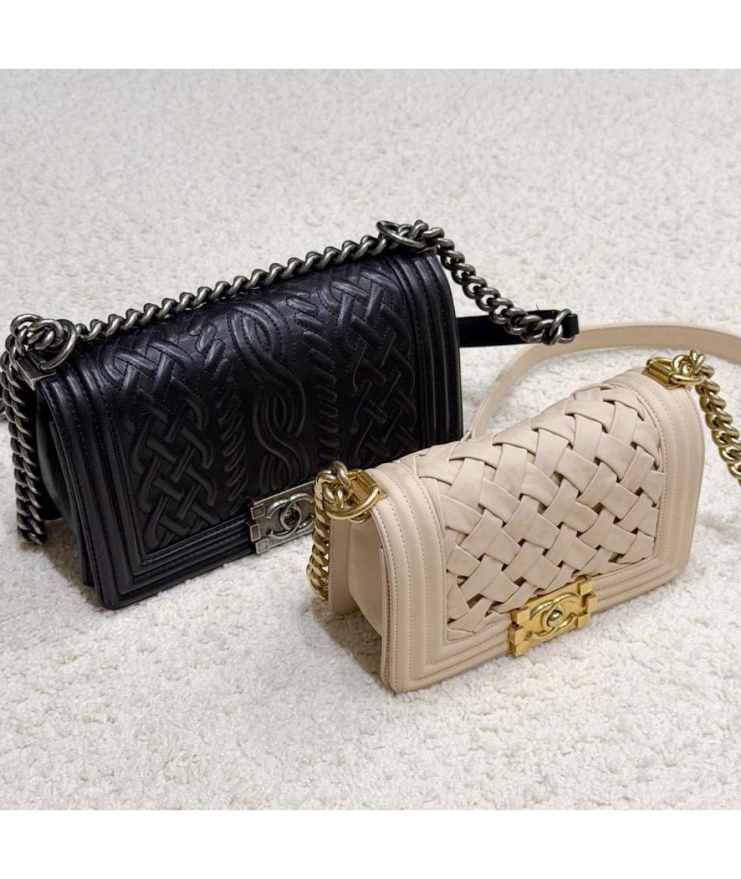 CHANEL Бежевая кожаная сумка через плечо, фото 6