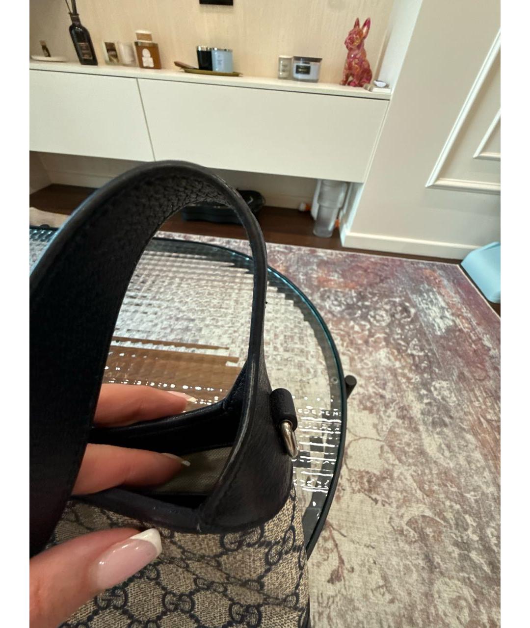 GUCCI Синяя кожаная сумка с короткими ручками, фото 5