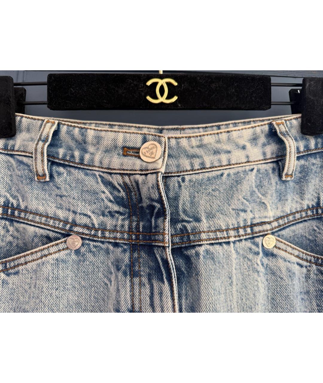 CHANEL Голубые хлопковые джинсы слим, фото 4