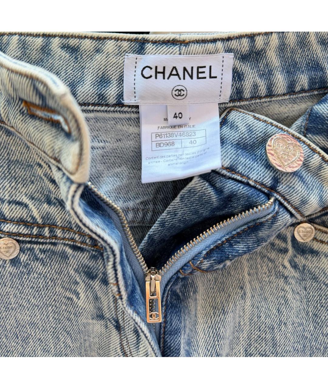 CHANEL Голубые хлопковые джинсы слим, фото 3