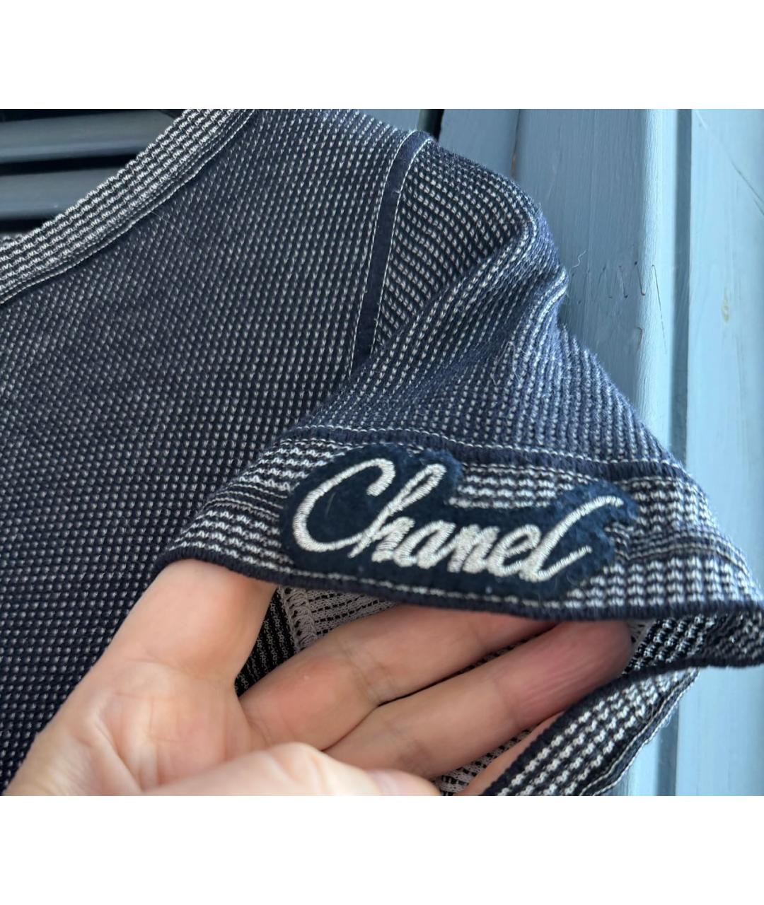 CHANEL Темно-синяя хлопковая футболка, фото 4