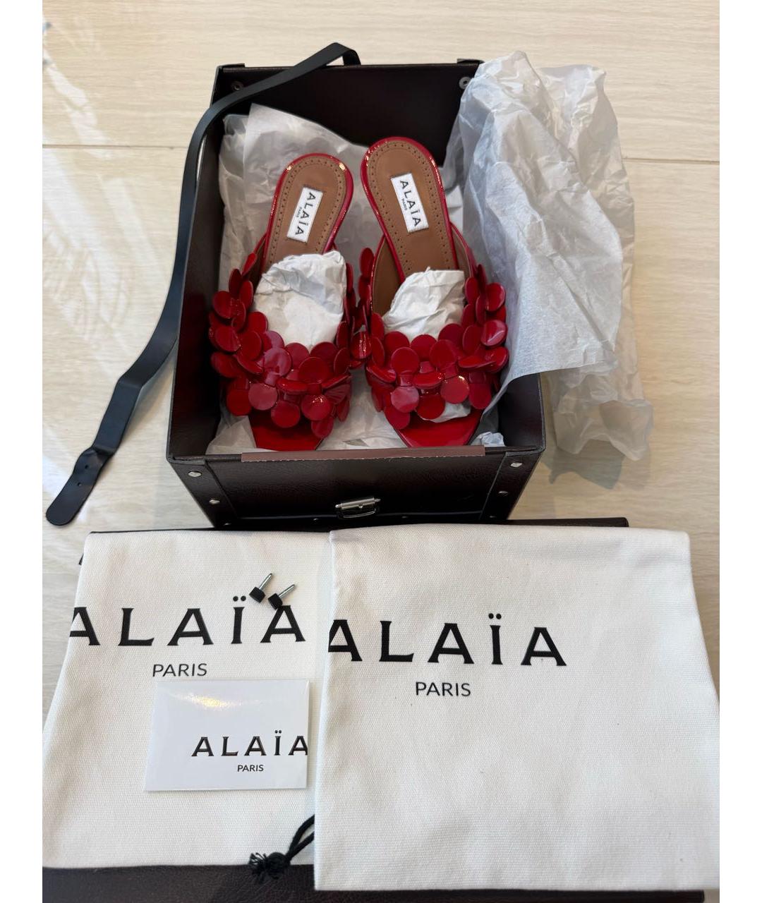 ALAIA Красные кожаные босоножки, фото 6