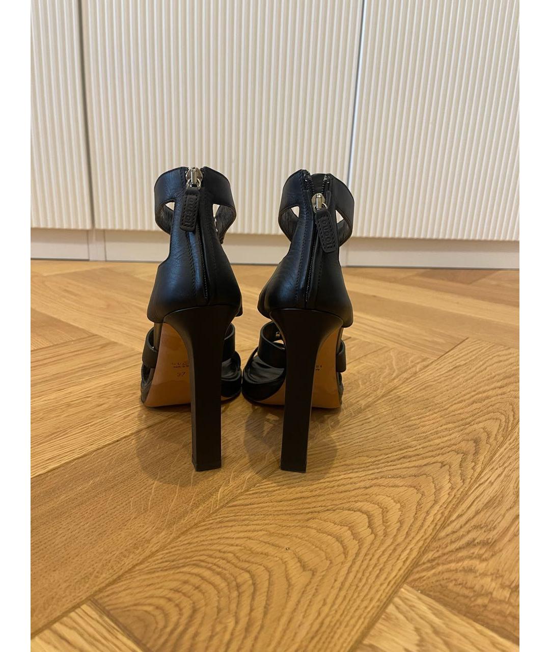 GUCCI Черные кожаные босоножки, фото 3