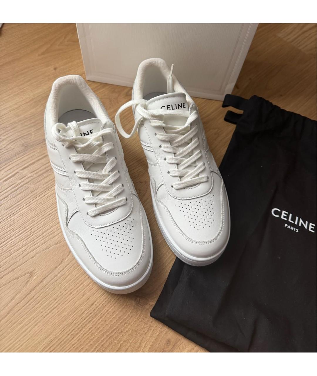 CELINE Белые кожаные кеды, фото 2