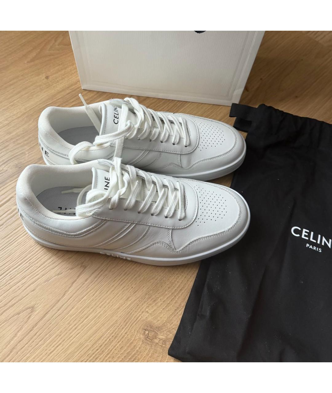 CELINE Белые кожаные кеды, фото 4
