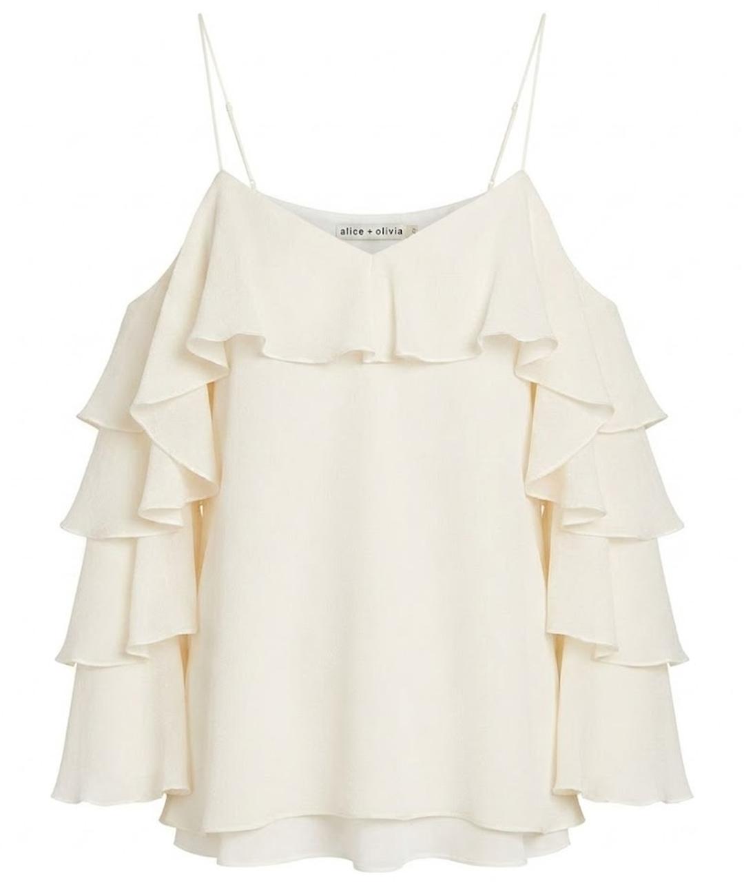 ALICE+OLIVIA Белая шелковая блузы, фото 1