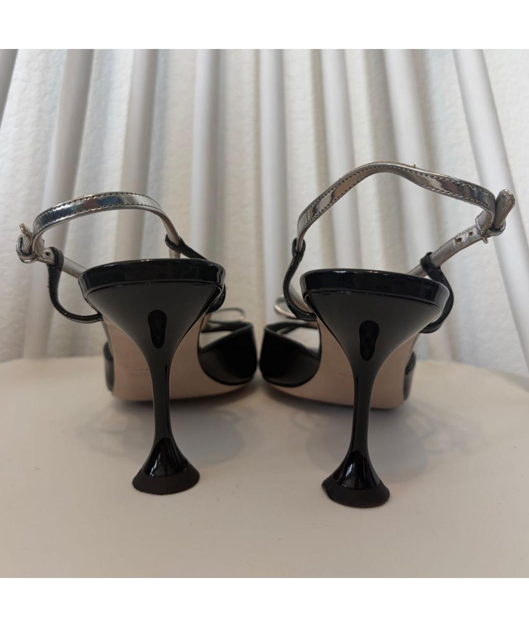 MIU MIU Черные босоножки из лакированной кожи, фото 4