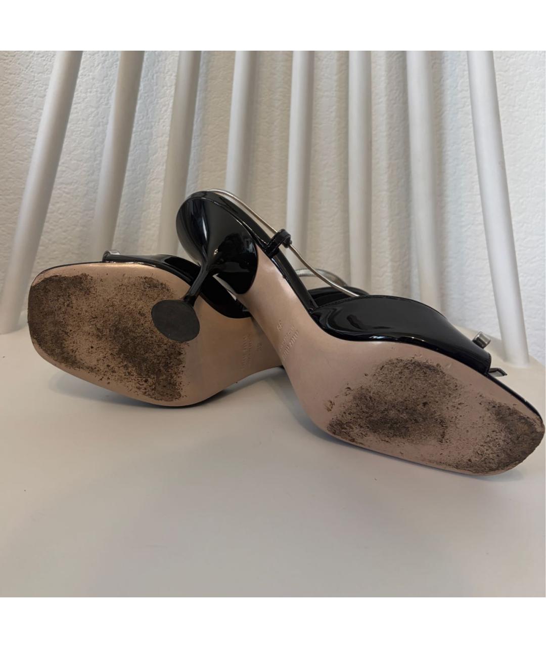 MIU MIU Черные босоножки из лакированной кожи, фото 7