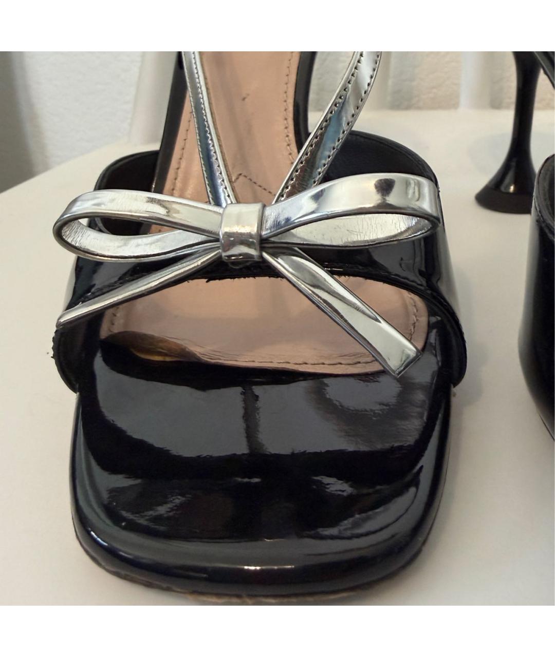 MIU MIU Черные босоножки из лакированной кожи, фото 6