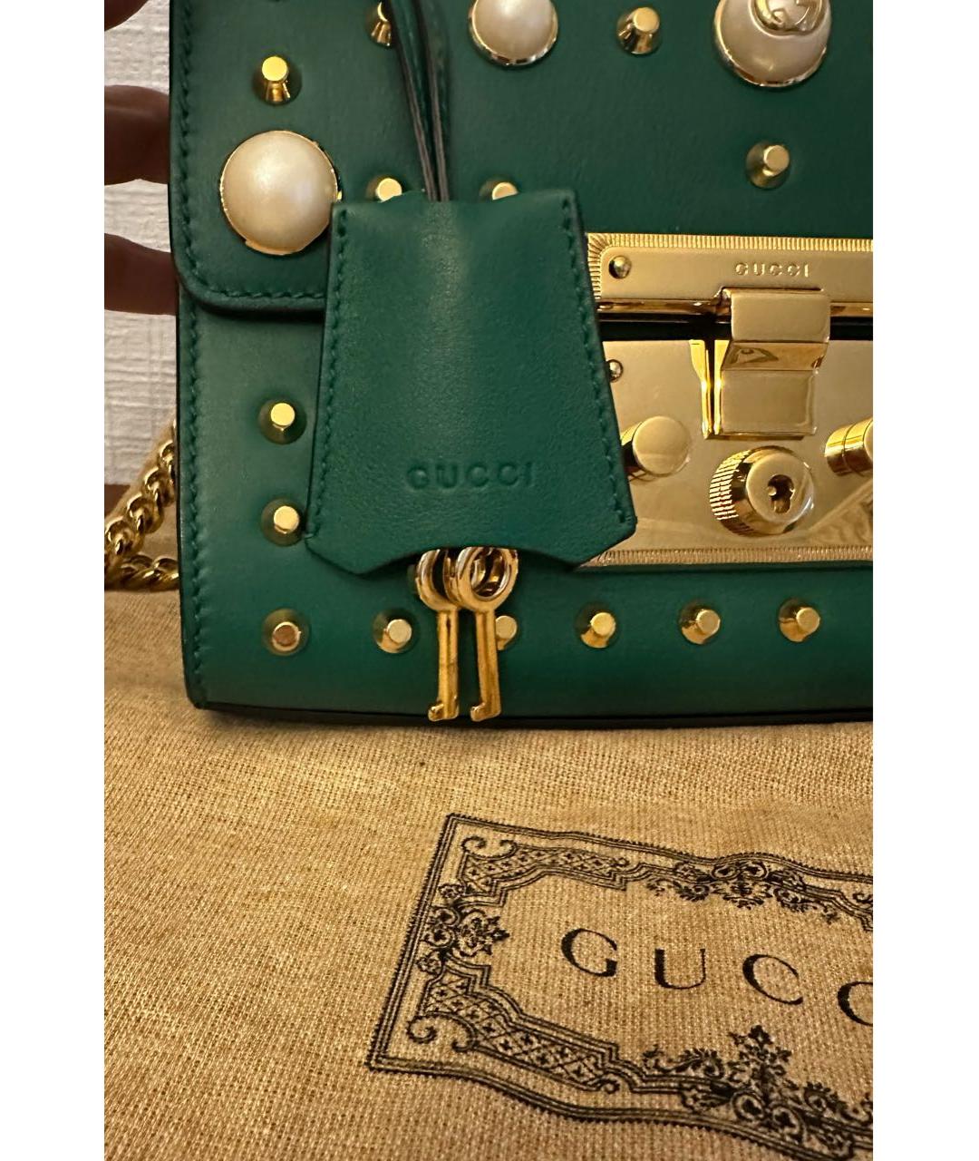 GUCCI Зеленая кожаная сумка через плечо, фото 8