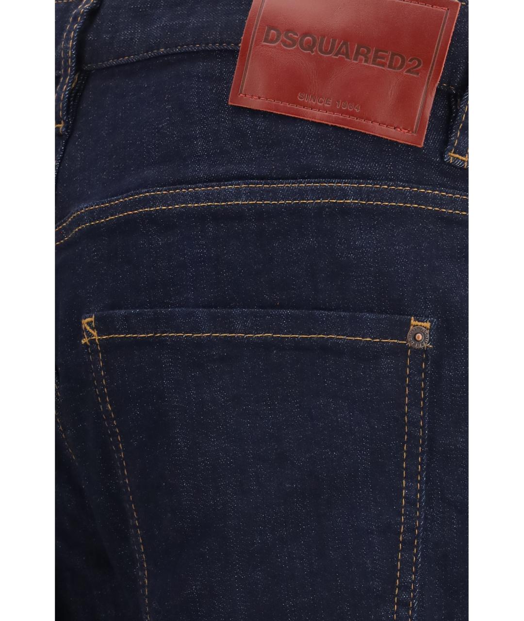 DSQUARED2 Синие хлопковые прямые джинсы, фото 3