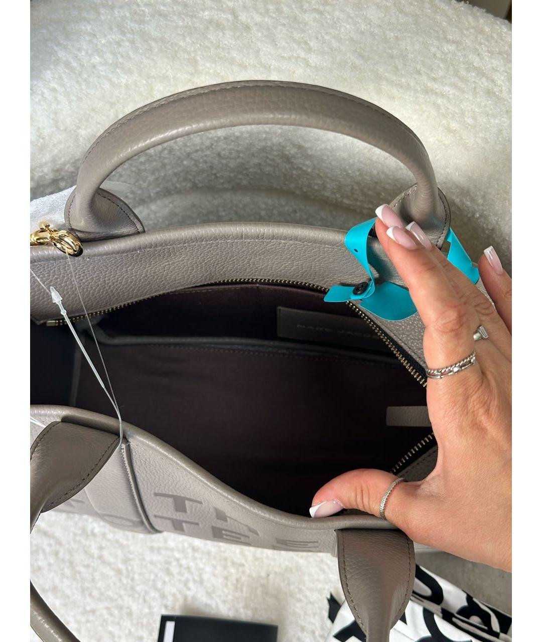 MARC JACOBS Серая кожаная сумка тоут, фото 3