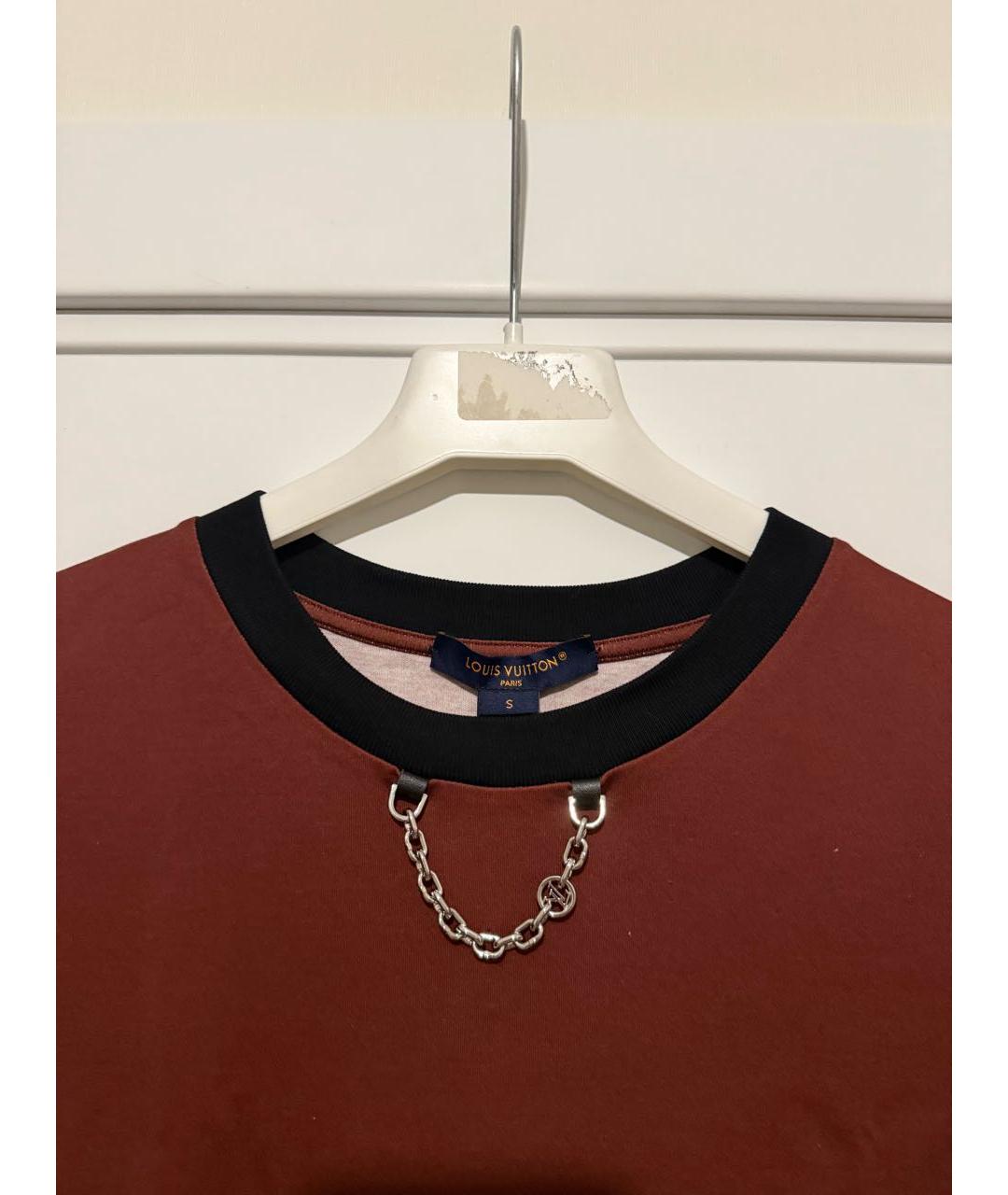 LOUIS VUITTON Бордовая хлопковая футболка, фото 3