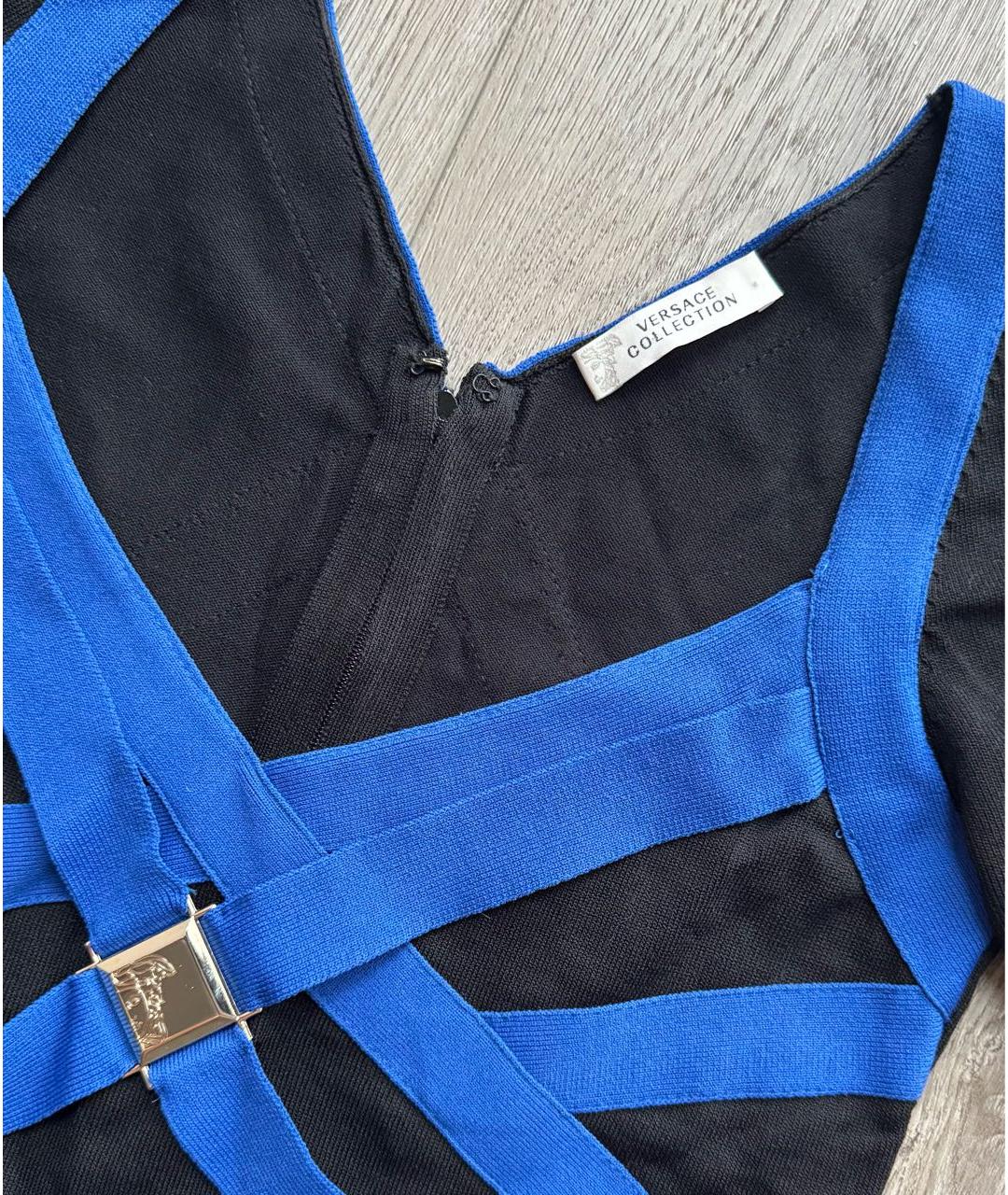 VERSACE COLLECTION Черное полиэстеровое коктейльное платье, фото 4
