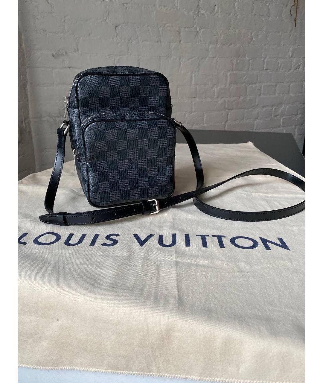 LOUIS VUITTON Черная кожаная сумка на плечо, фото 9