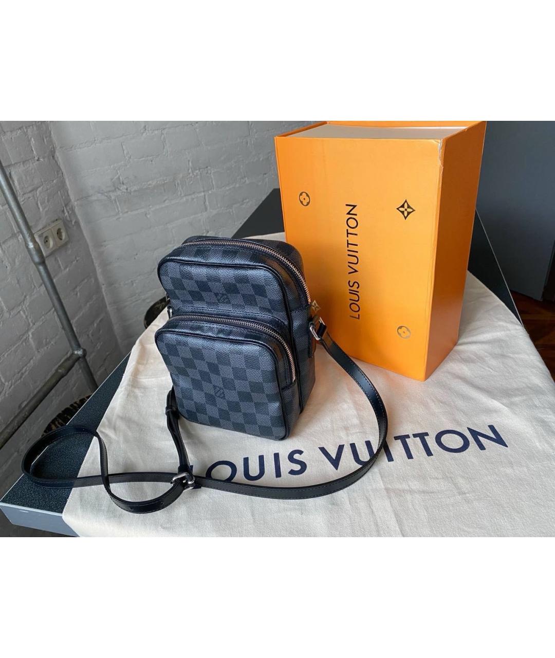 LOUIS VUITTON Черная кожаная сумка на плечо, фото 2