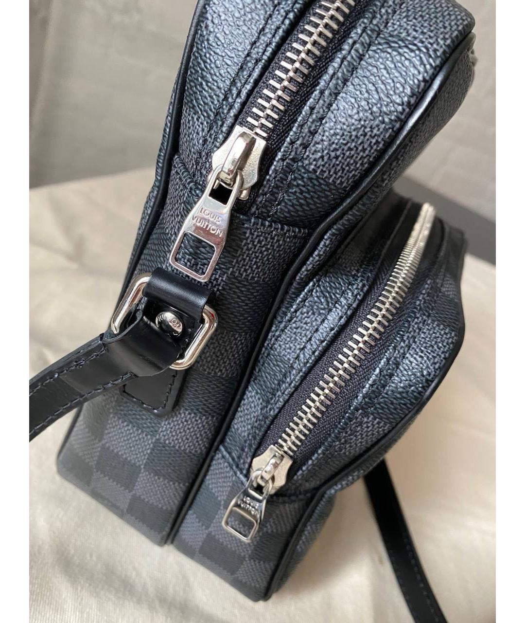 LOUIS VUITTON Черная кожаная сумка на плечо, фото 5