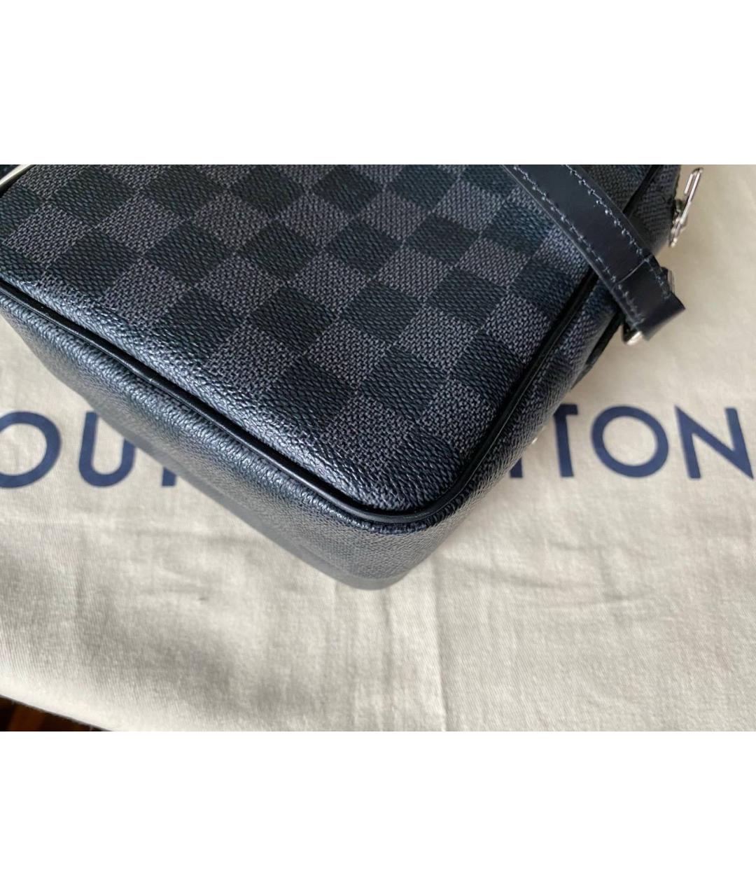 LOUIS VUITTON Черная кожаная сумка на плечо, фото 6