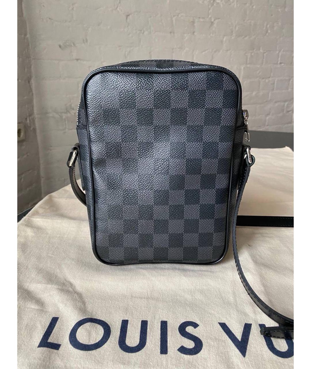 LOUIS VUITTON Черная кожаная сумка на плечо, фото 3
