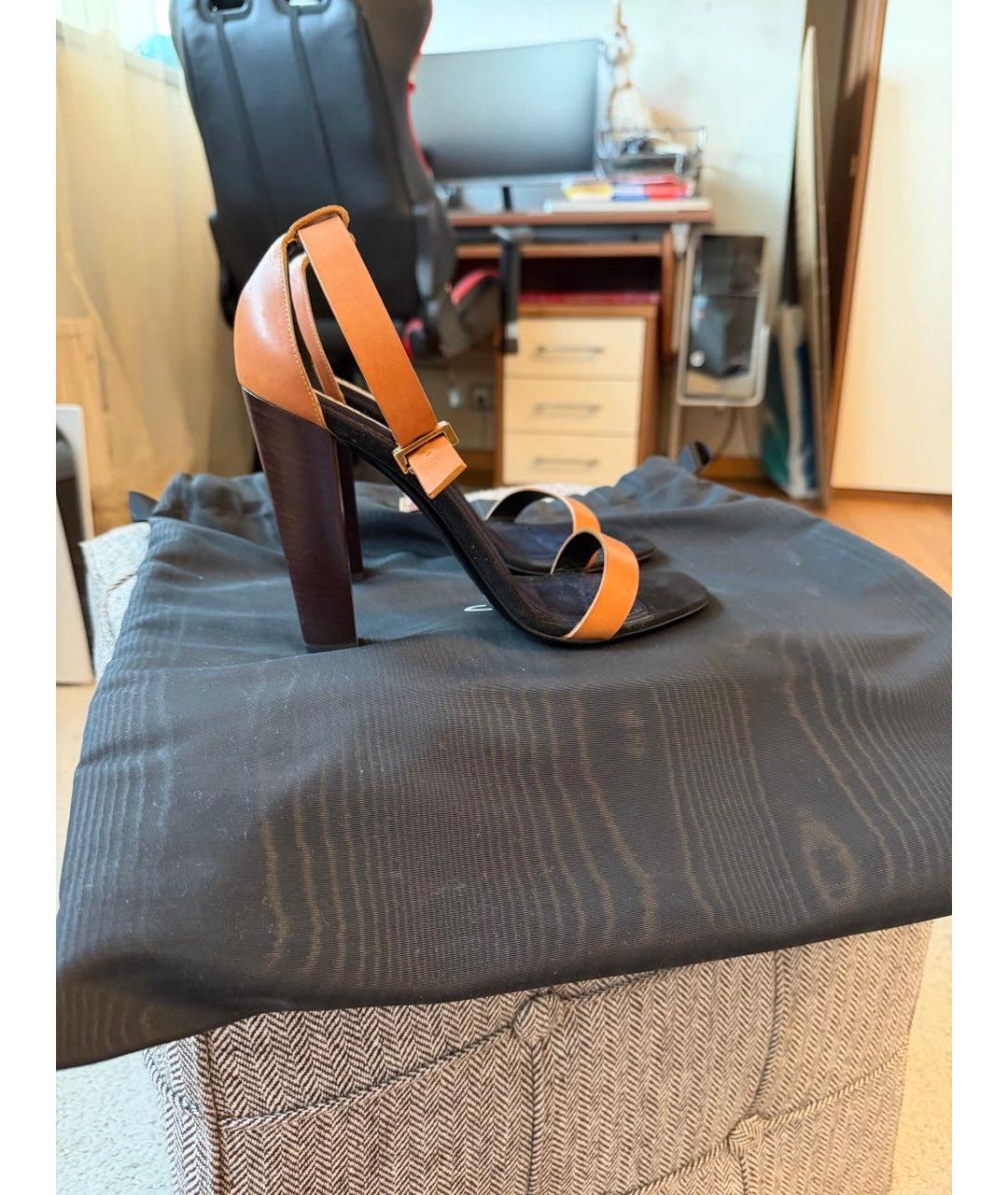 CELINE Оранжевые кожаные босоножки, фото 6