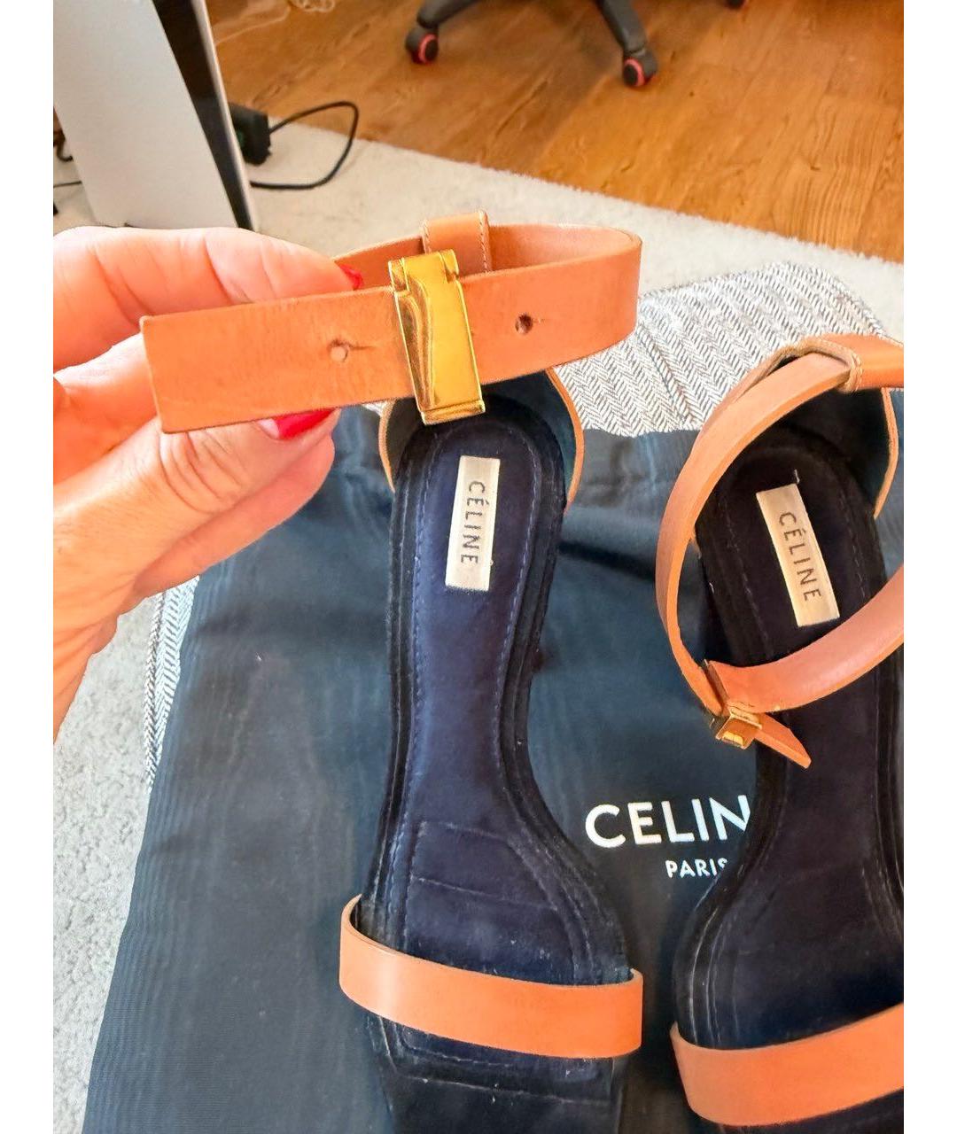CELINE Оранжевые кожаные босоножки, фото 3