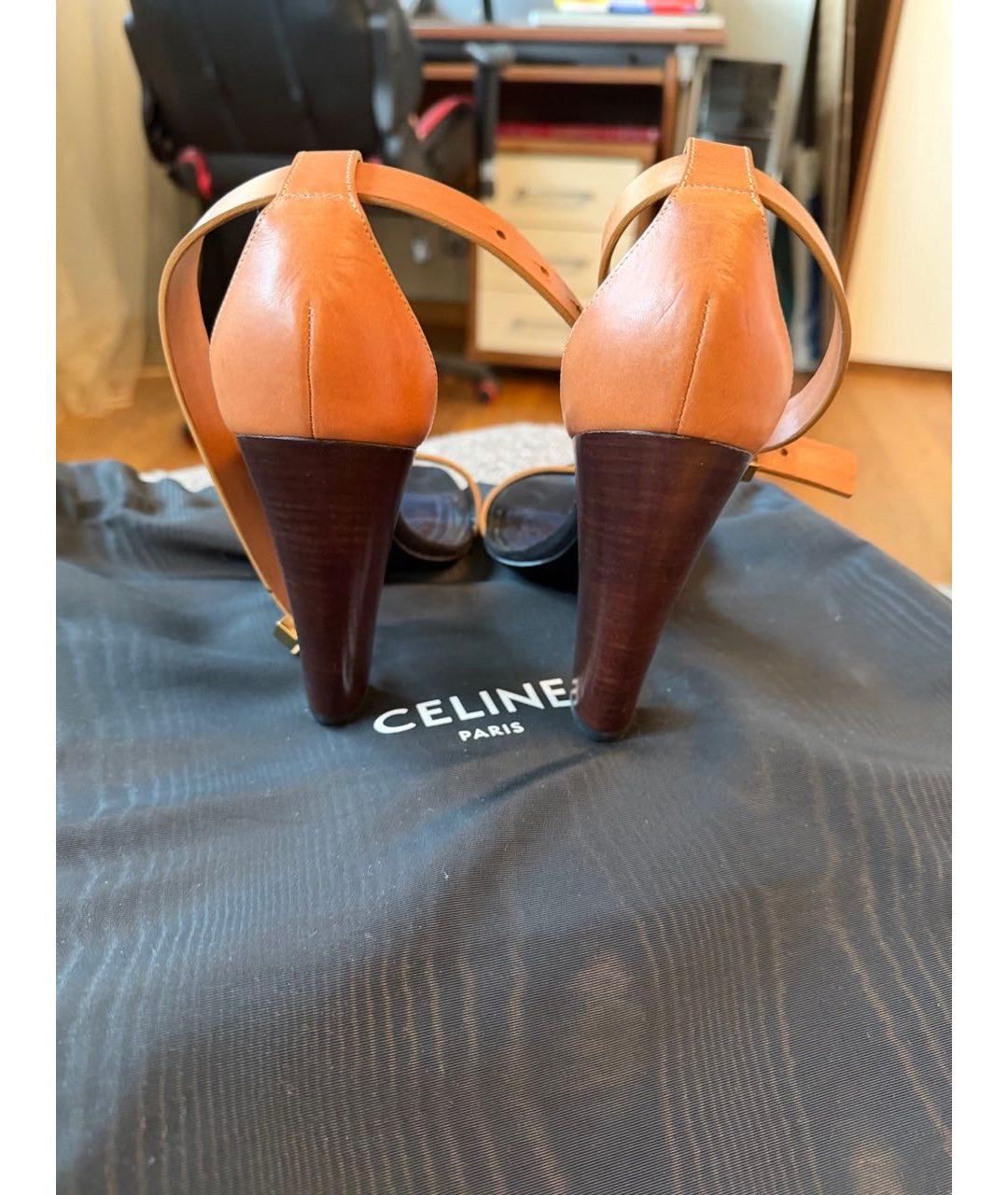 CELINE Оранжевые кожаные босоножки, фото 4