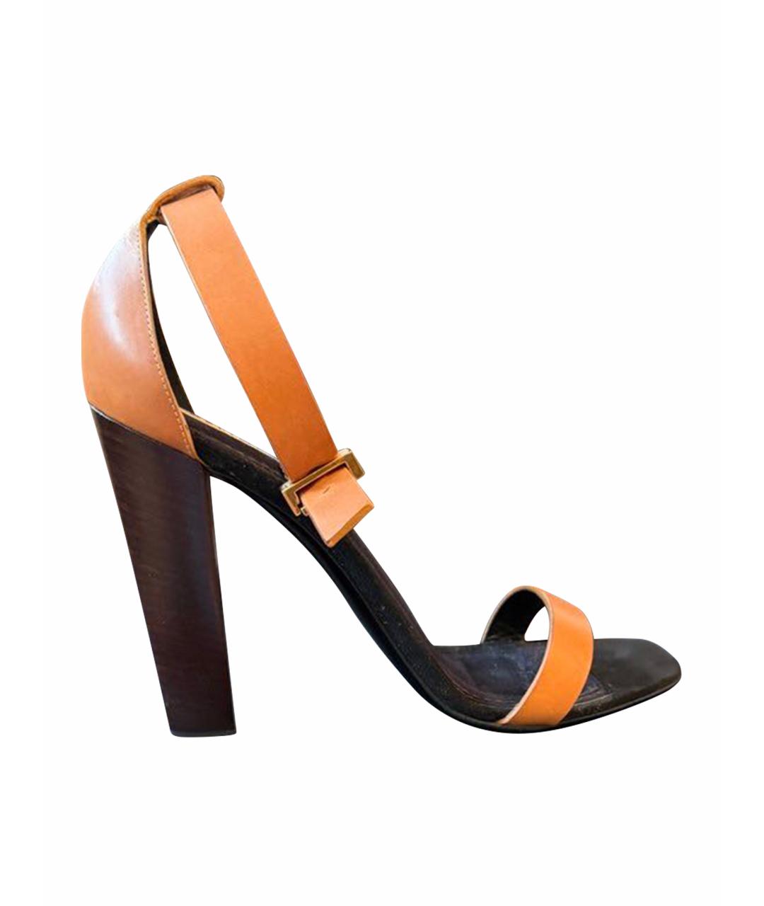CELINE Оранжевые кожаные босоножки, фото 1