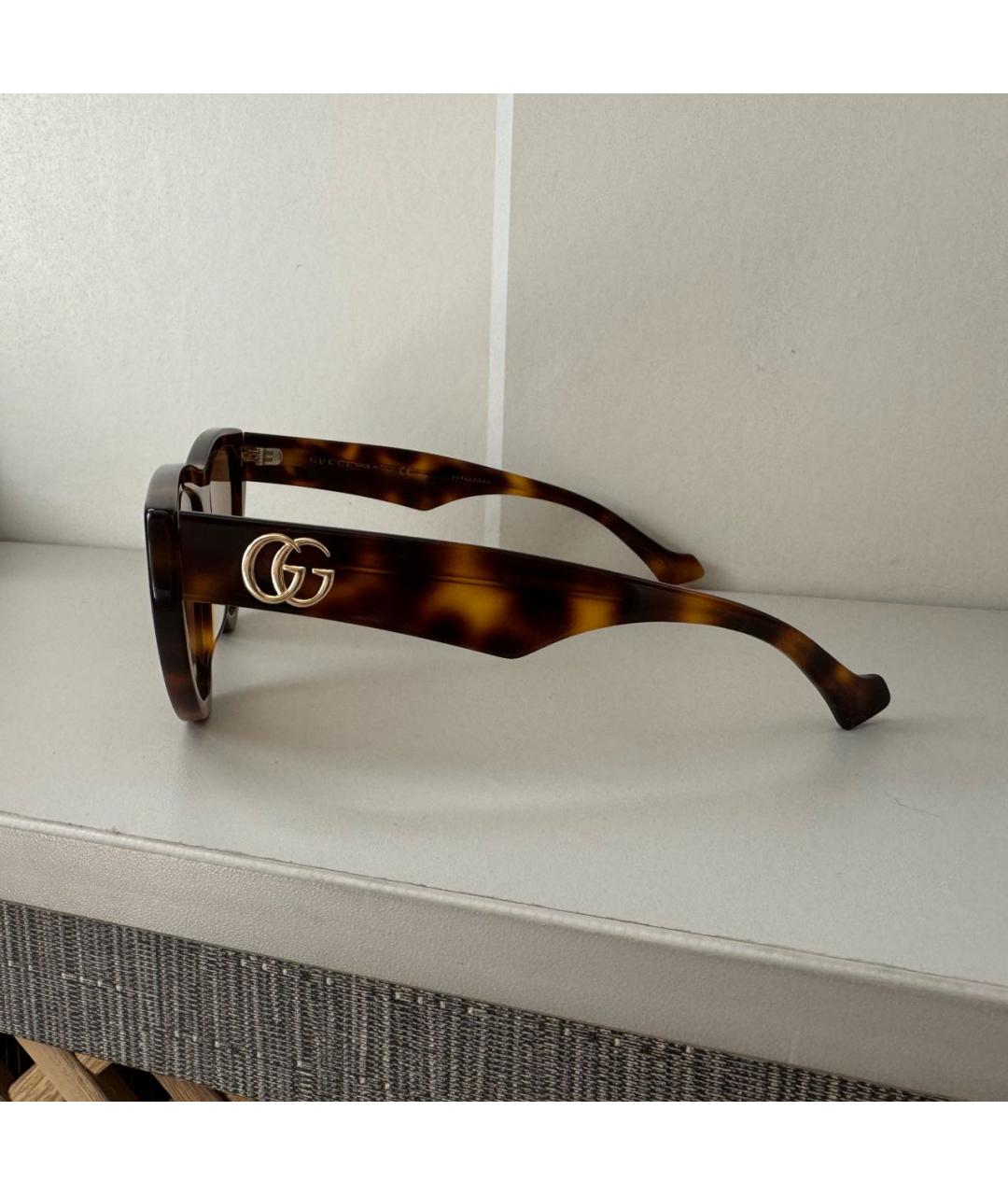 GUCCI Коричневые пластиковые солнцезащитные очки, фото 2