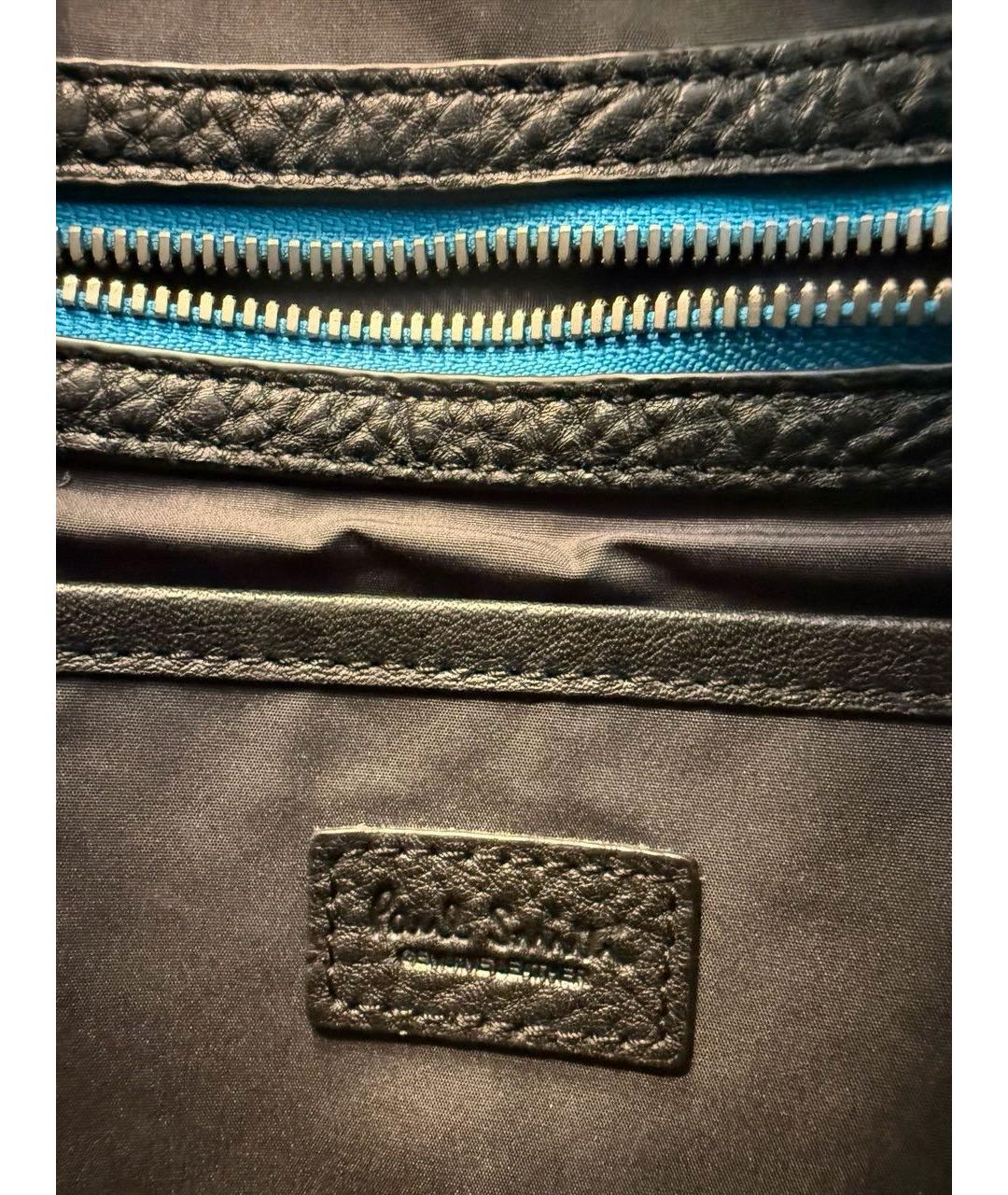 PAUL SMITH Черная кожаная сумка через плечо, фото 6