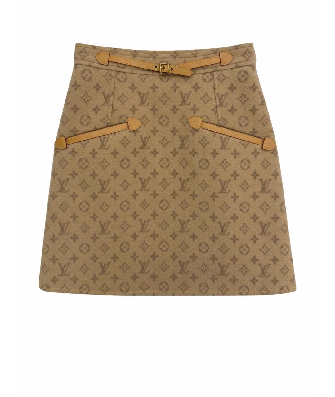 LOUIS VUITTON Коричневая шерстяная юбка мини, фото 1