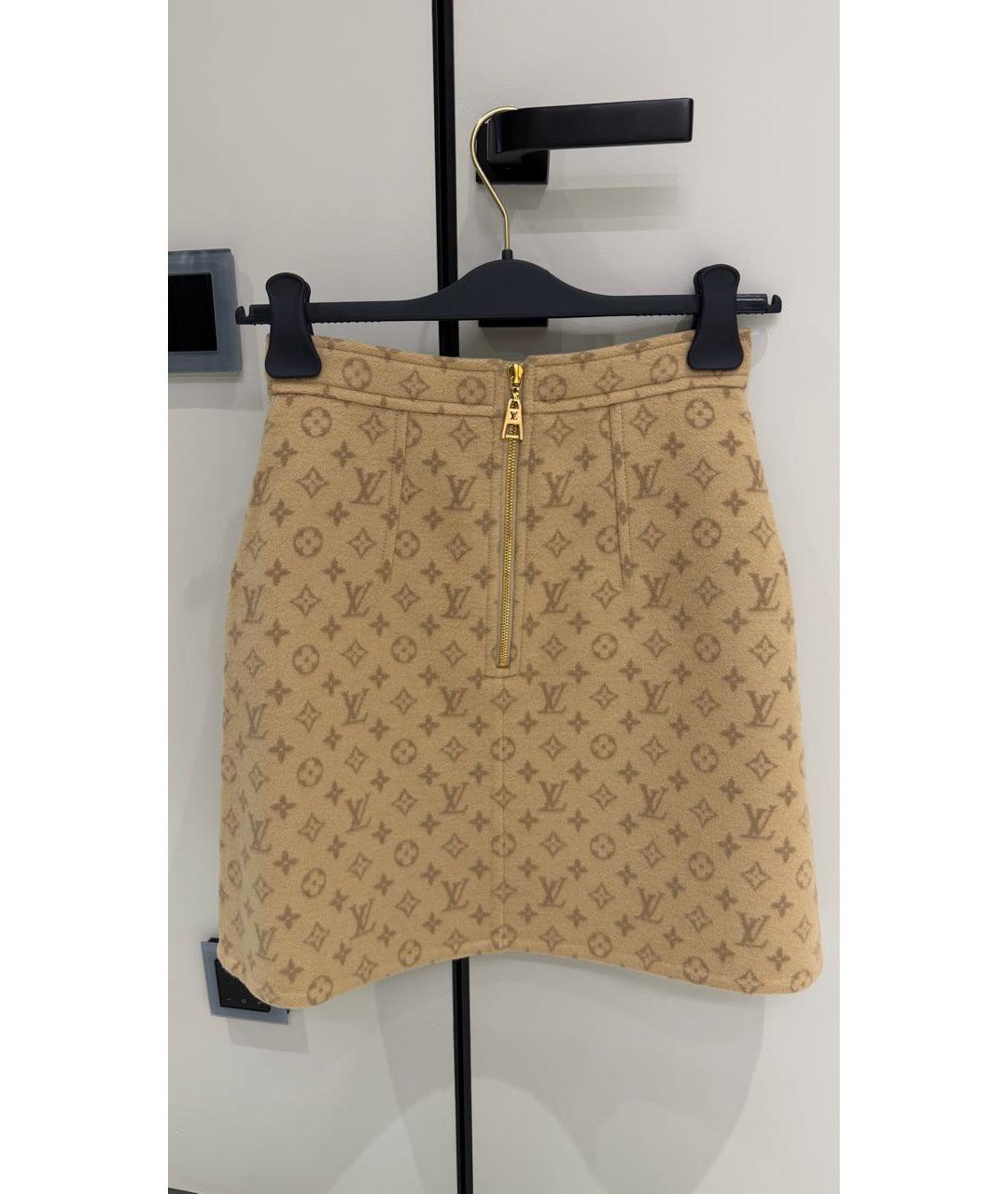LOUIS VUITTON Коричневая шерстяная юбка мини, фото 2
