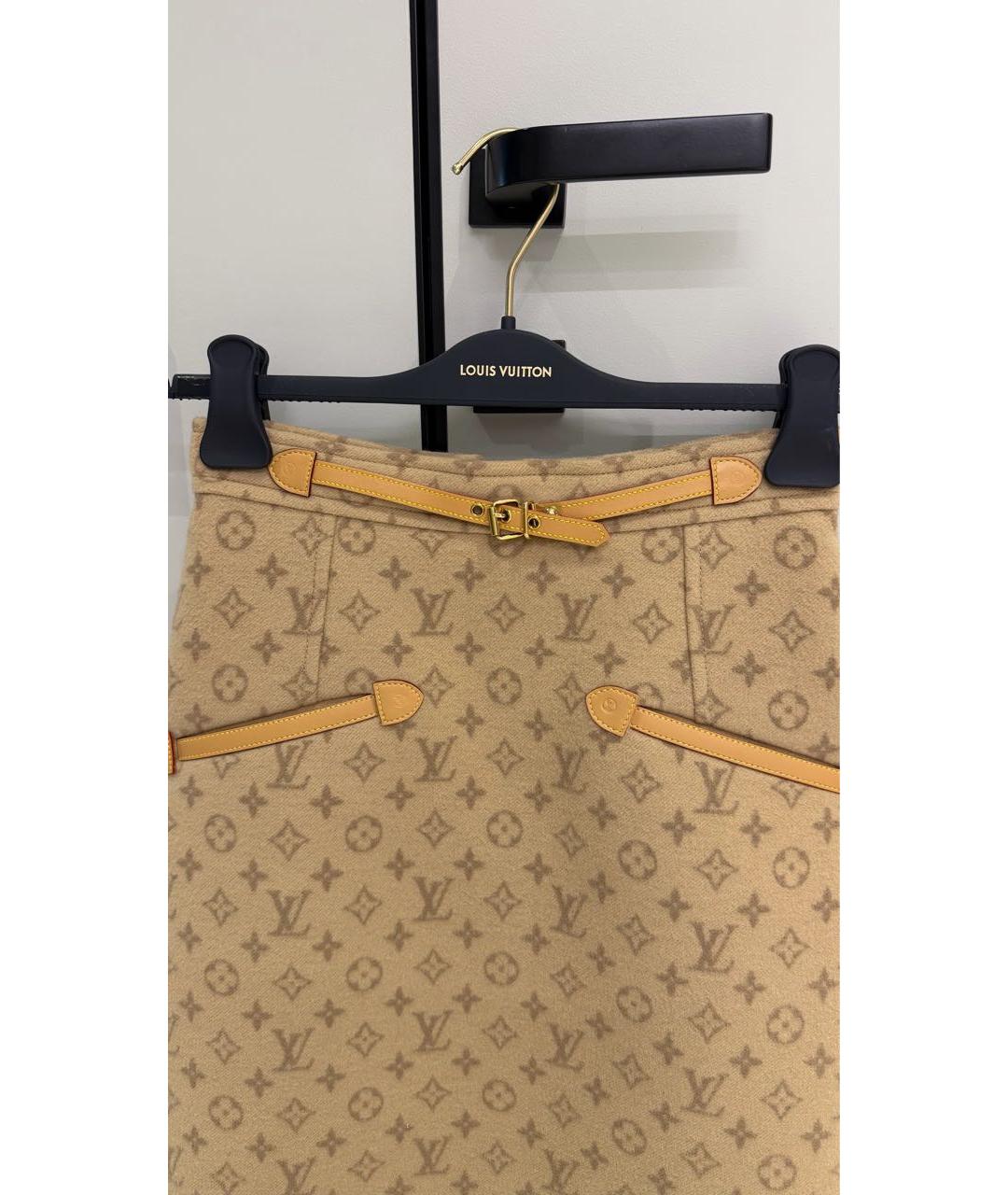 LOUIS VUITTON Коричневая шерстяная юбка мини, фото 3
