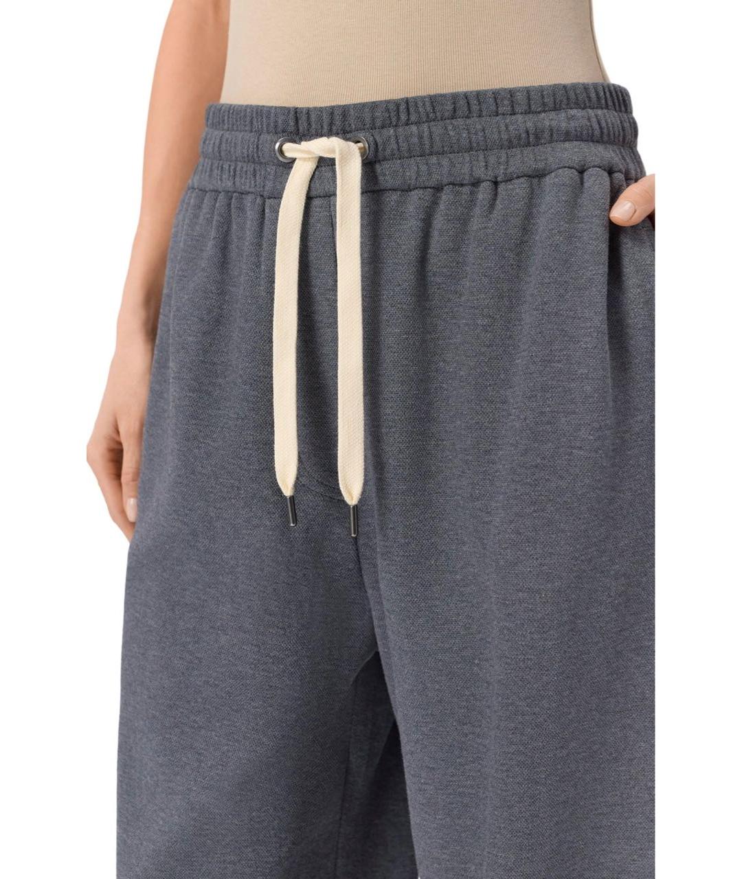BRUNELLO CUCINELLI Антрацитовые хлопковые спортивные брюки и шорты, фото 4