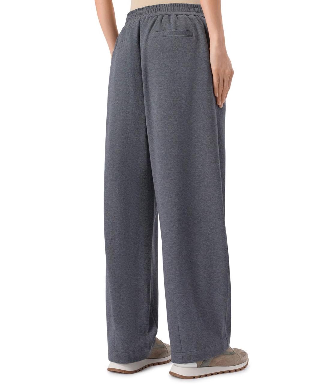 BRUNELLO CUCINELLI Антрацитовые хлопковые спортивные брюки и шорты, фото 3