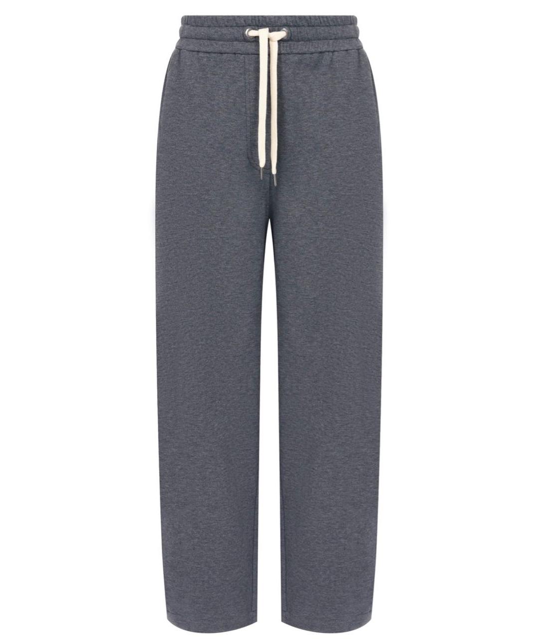 BRUNELLO CUCINELLI Антрацитовые хлопковые спортивные брюки и шорты, фото 1