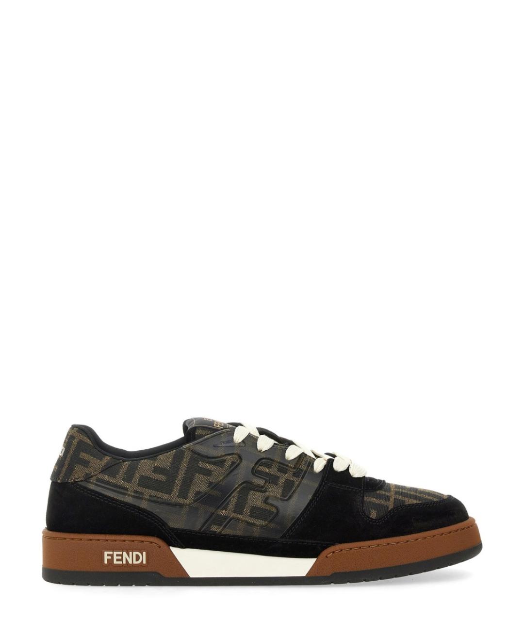 FENDI Черные текстильные низкие кроссовки / кеды, фото 1