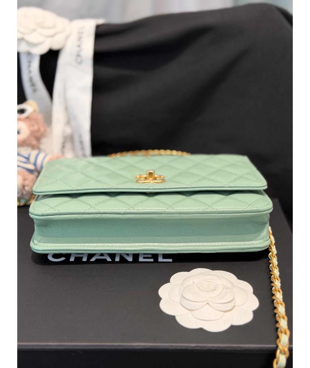 CHANEL Зеленая кожаная сумка через плечо, фото 3