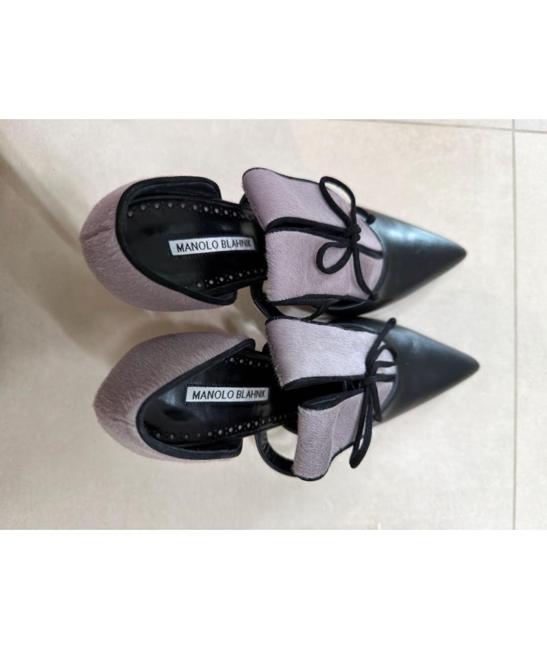 MANOLO BLAHNIK Черные кожаные туфли, фото 3