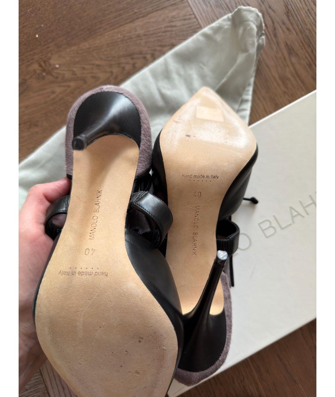 MANOLO BLAHNIK Черные кожаные туфли, фото 7