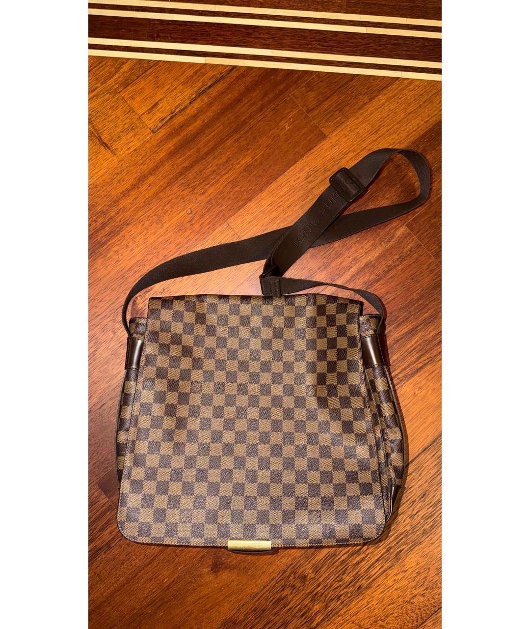 LOUIS VUITTON Коричневая кожаная сумка на плечо, фото 9