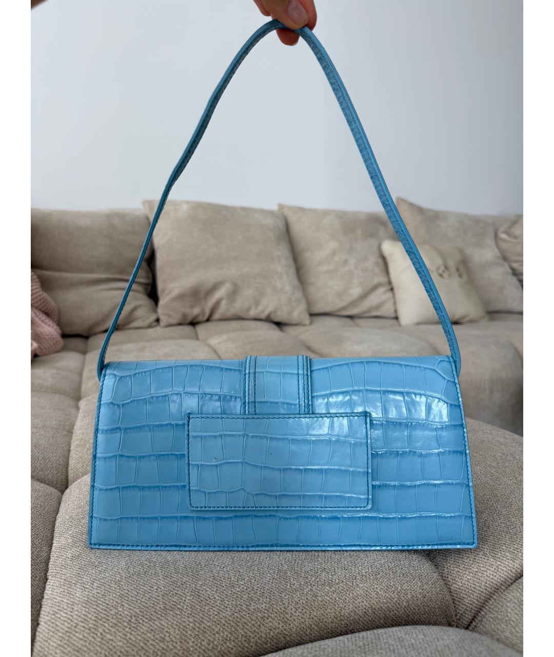 JACQUEMUS Бирюзовая кожаная сумка через плечо, фото 3