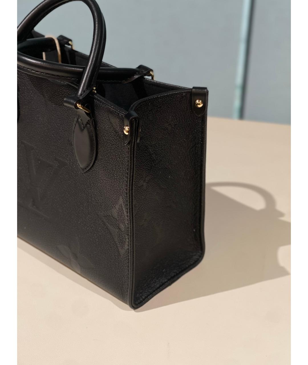 LOUIS VUITTON Черная кожаная сумка тоут, фото 3