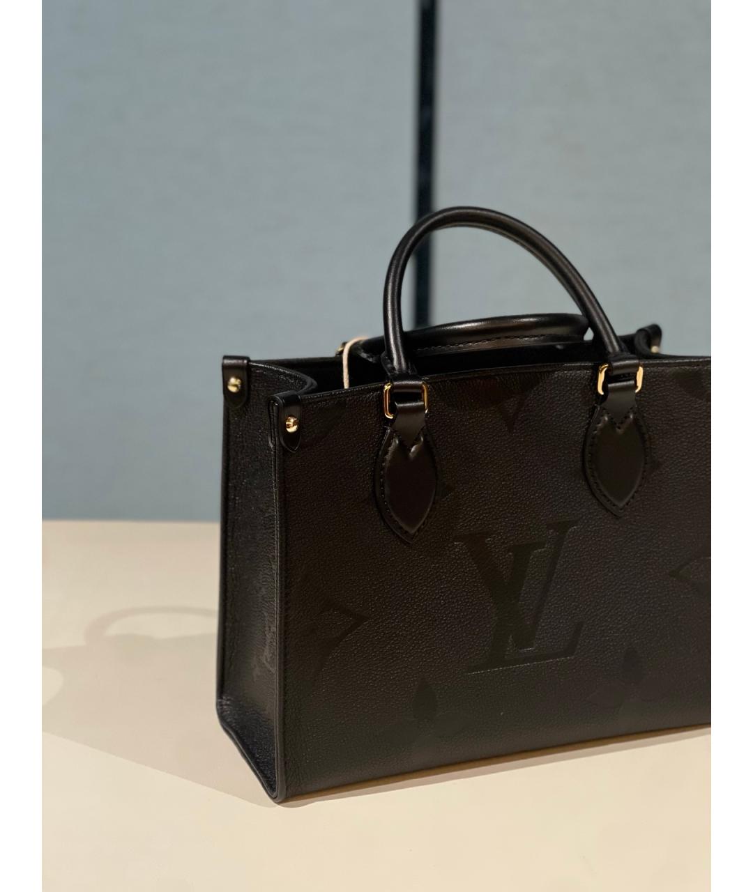 LOUIS VUITTON Черная кожаная сумка тоут, фото 6