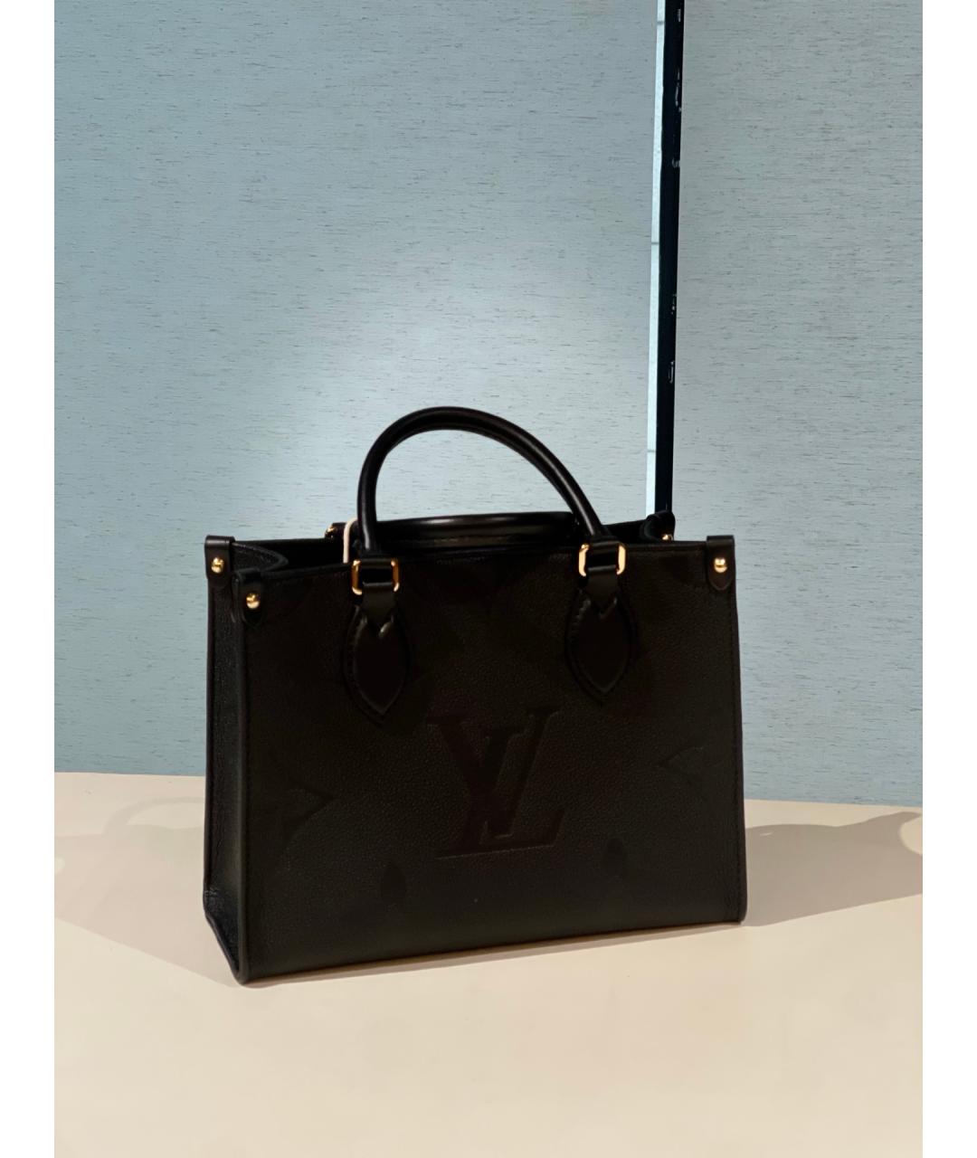 LOUIS VUITTON Черная кожаная сумка тоут, фото 7