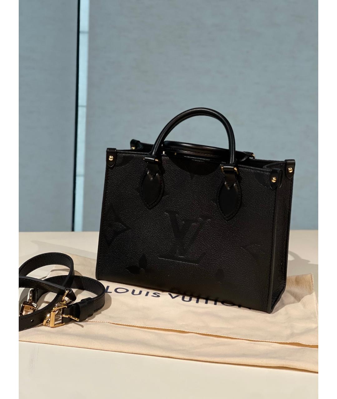 LOUIS VUITTON Черная кожаная сумка тоут, фото 2