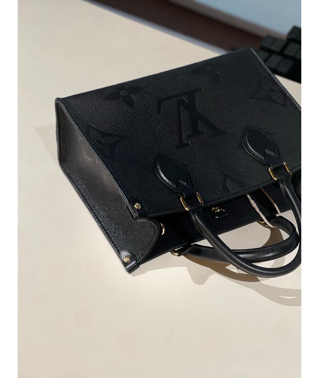 LOUIS VUITTON Черная кожаная сумка тоут, фото 5