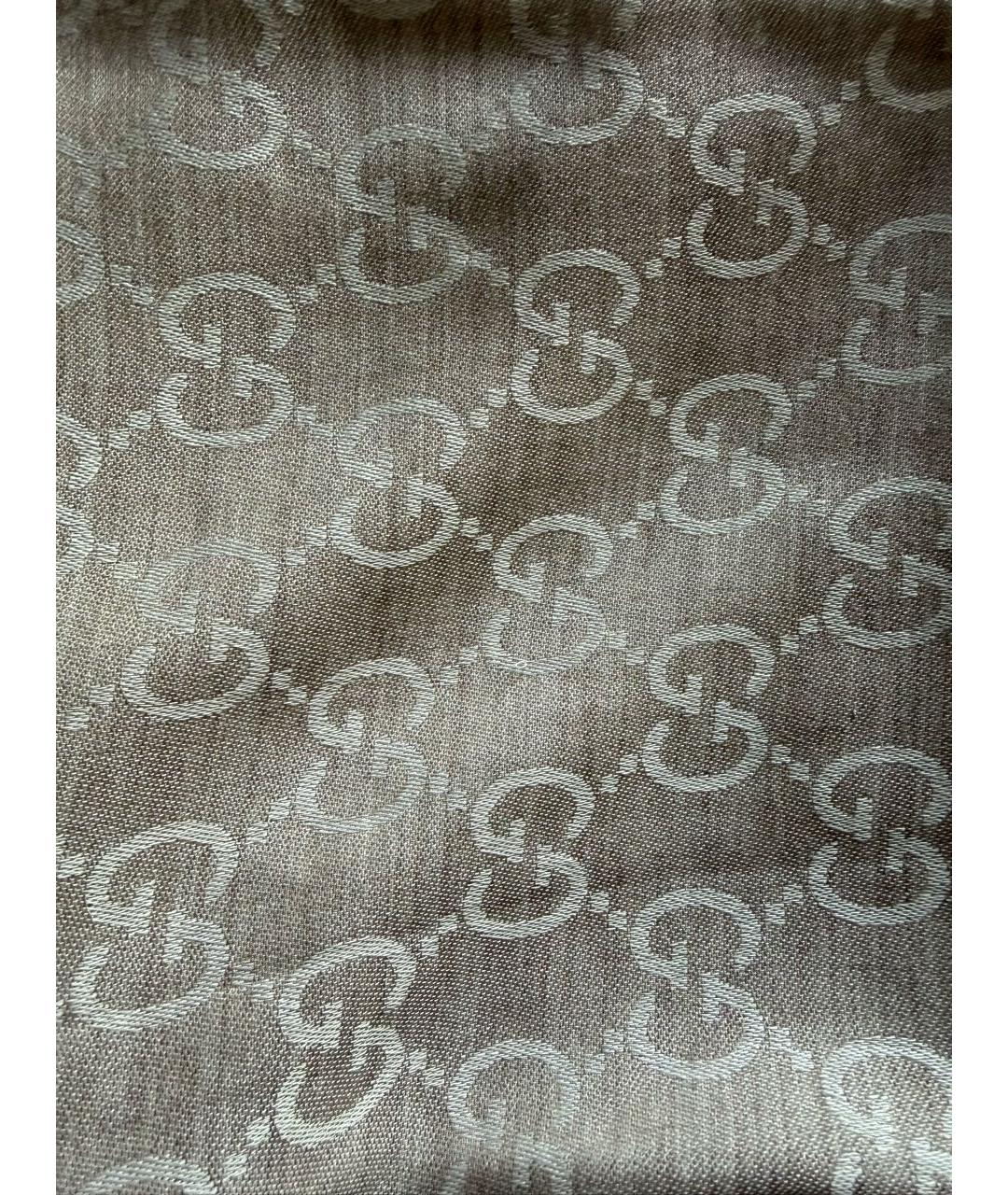 GUCCI Бежевый шерстяной шарф, фото 3